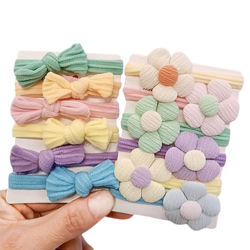 ﻿Klein Haargummi, 20 Stück Weich Haargummi mit Schleifen Blumen, Mini Elastische Haarbänder für Mädchen Baby Kleinkind (MIX-C 20PCS, ONE SIZE) von Symphonyw