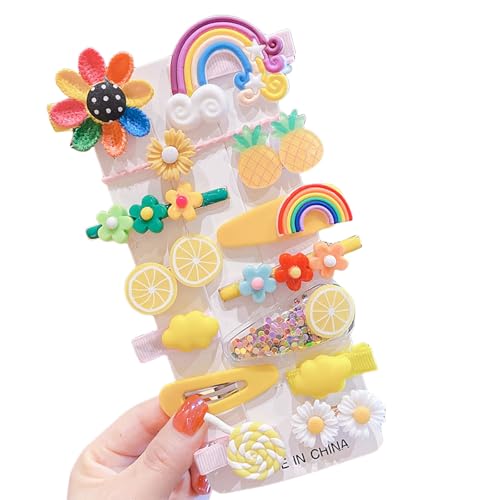 Mädchen Haarspangen, 14 Stück Süße Kinder Haarschmuck Haarspangen, Blumen Früchte Bunt Haar Accessoires für Kinder Mädchen Baby (A) von Symphonyw