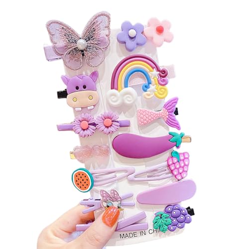 Mädchen Haarspangen, 14 Stück Süße Kinder Haarschmuck Haarspangen, Blumen Früchte Bunt Haar Accessoires für Kinder Mädchen Baby (D) von Symphonyw