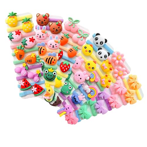 Mix Farben Mädchen Haargummis, 60 Stück Niedliches Cartoonmuster Gummibänder, Pferdeschwanzhalter für Mädchen Kleinkinder Kleine Mädchen (MIX-C) von Symphonyw