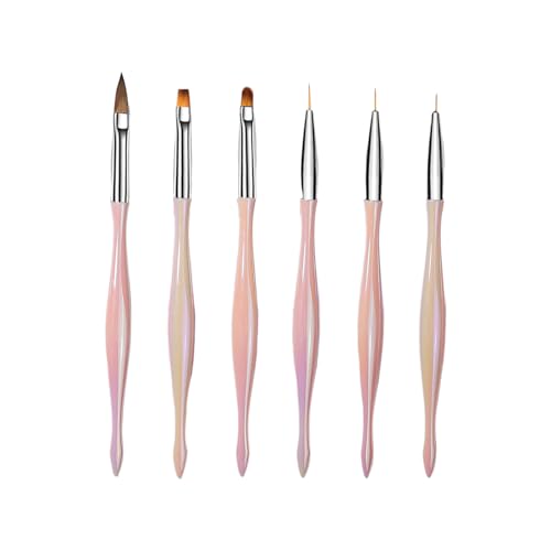 Professionelle Nagel Pinsel Set, 6 Stück Malpinsel für Nägel für UV Gel, Nagel Kunst Malerei Zeichnung Pinsel für Profi Anfänger (Rosa) von Symphonyw