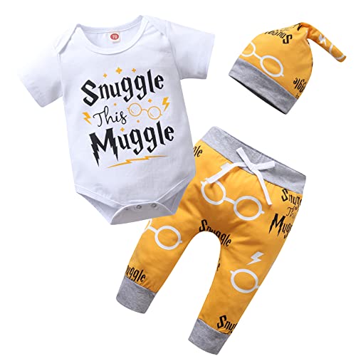 Symphonyw Baby Jungen Mädchen Snuggle This Muggle Body und gestreifte Hose Outfit mit Hut von Symphonyw