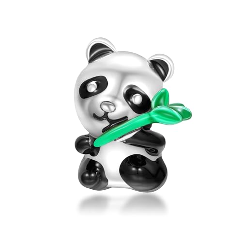 Symretie 925 Sterling Silber Panda Charms Anhänger Kompatibel mit Europäischen Armbändern und Halskette - Tier Bead Charm für Frauen Mädchen von Symretie