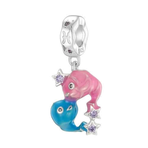 Symretie 925 Sterling Silber Charm Sternzeichenperlen für Europäische Armbänder und Halsketten von Symretie