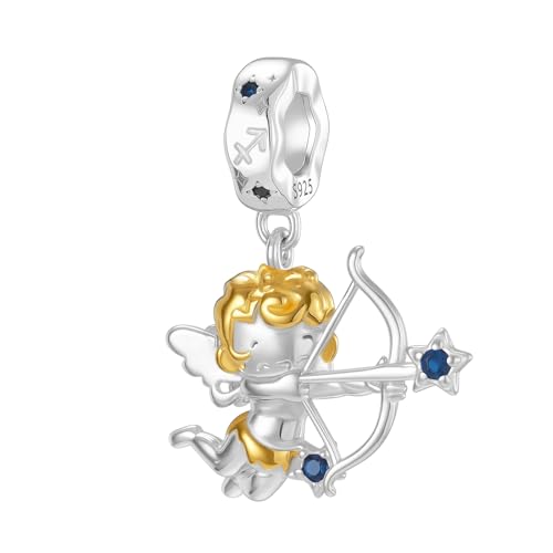 Symretie 925 Sterling Silber Charm Sternzeichenperlen für Europäische Armbänder und Halsketten von Symretie