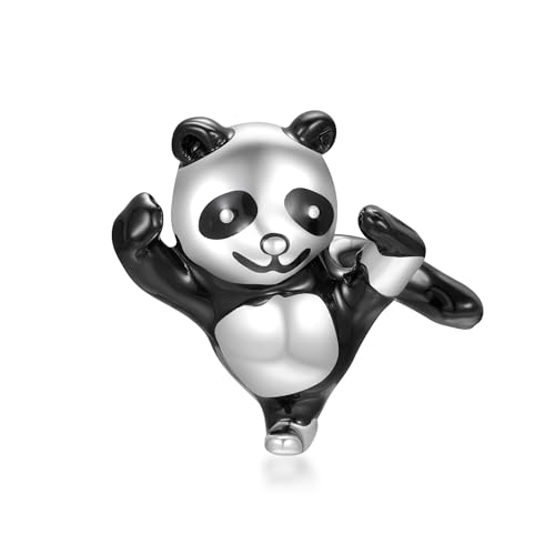 Symretie 925 Sterling Silber Kung Fu Panda Charms Tiere Bead Charms Anhänger Kompatibel mit Europäischen Armbändern und Halskette von Symretie