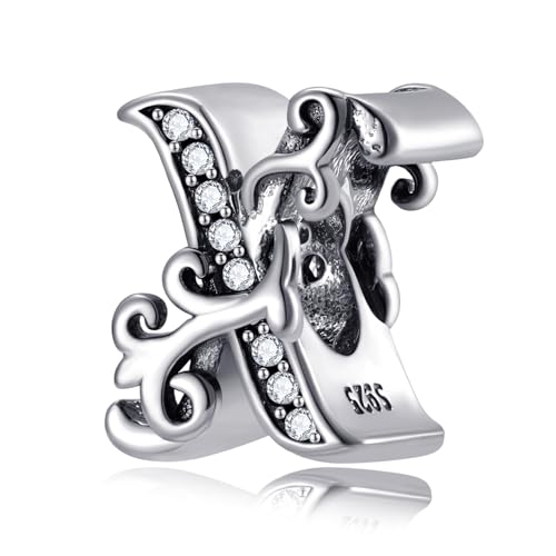Symretie Buchstabe Charm Anhänger Damen Alphabet A-Z 925 Sterling Silber für Armband Charms Beads passend für Pandora Armband und Halskette, Kompatibel mit Europäischen Armbänder für Frauen Mädchen Symretie Buchstabe Charm Anhänger Damen Alphabet A-Z 925 Sterling Silber für Armband Charms Beads passend für Pandora Armband und Halskette, Kompatibel mit Europäischen Armbänder für Frauen Mädchen von Symretie