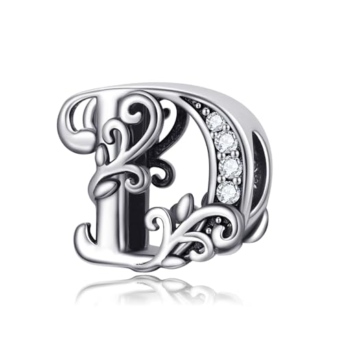 Symretie Buchstabe Charm Anhänger Damen Alphabet A-Z 925 Sterling Silber für Armband Charms Beads passend für Pandora Armband und Halskette, Kompatibel mit Europäischen Armbänder für Frauen Mädchen Symretie Buchstabe Charm Anhänger Damen Alphabet A-Z 925 Sterling Silber für Armband Charms Beads passend für Pandora Armband und Halskette, Kompatibel mit Europäischen Armbänder für Frauen Mädchen von Symretie