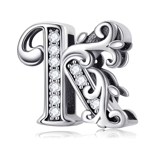 Symretie Buchstabe Charm Anhänger Damen Alphabet A-Z 925 Sterling Silber für Armband Charms Beads passend für Pandora Armband und Halskette, Kompatibel mit Europäischen Armbänder für Frauen Mädchen Symretie Buchstabe Charm Anhänger Damen Alphabet A-Z 925 Sterling Silber für Armband Charms Beads passend für Pandora Armband und Halskette, Kompatibel mit Europäischen Armbänder für Frauen Mädchen von Symretie