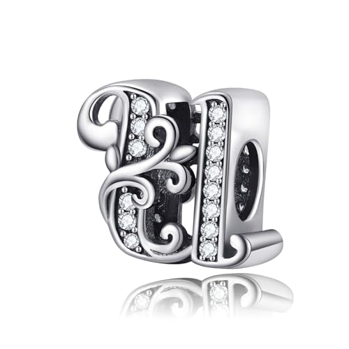 Symretie Buchstabe Charm Anhänger Damen Alphabet A-Z 925 Sterling Silber für Armband Charms Beads passend für Pandora Armband und Halskette, Kompatibel mit Europäischen Armbänder für Frauen Mädchen Symretie Buchstabe Charm Anhänger Damen Alphabet A-Z 925 Sterling Silber für Armband Charms Beads passend für Pandora Armband und Halskette, Kompatibel mit Europäischen Armbänder für Frauen Mädchen von Symretie