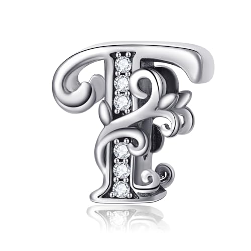 Symretie Buchstabe Charm Anhänger Damen Alphabet A-Z 925 Sterling Silber für Armband Charms Beads passend für Pandora Armband und Halskette, Kompatibel mit Europäischen Armbänder für Frauen Mädchen Symretie Buchstabe Charm Anhänger Damen Alphabet A-Z 925 Sterling Silber für Armband Charms Beads passend für Pandora Armband und Halskette, Kompatibel mit Europäischen Armbänder für Frauen Mädchen von Symretie
