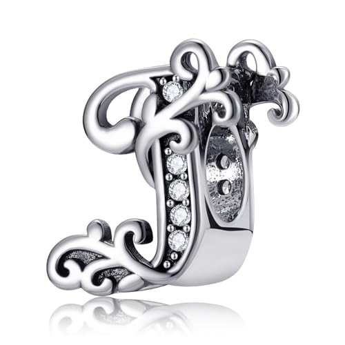 Symretie Buchstabe Charm Anhänger Damen Alphabet A-Z 925 Sterling Silber für Armband Charms Beads passend für Pandora Armband und Halskette, Kompatibel mit Europäischen Armbänder für Frauen Mädchen Symretie Buchstabe Charm Anhänger Damen Alphabet A-Z 925 Sterling Silber für Armband Charms Beads passend für Pandora Armband und Halskette, Kompatibel mit Europäischen Armbänder für Frauen Mädchen von Symretie