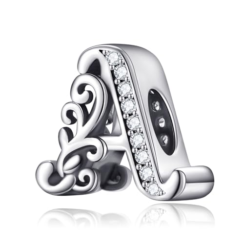 Symretie Buchstabe Charm Anhänger Damen Alphabet A-Z 925 Sterling Silber für Armband Charms Beads passend für Pandora Armband und Halskette, Kompatibel mit Europäischen Armbänder für Frauen Mädchen Symretie Buchstabe Charm Anhänger Damen Alphabet A-Z 925 Sterling Silber für Armband Charms Beads passend für Pandora Armband und Halskette, Kompatibel mit Europäischen Armbänder für Frauen Mädchen von Symretie