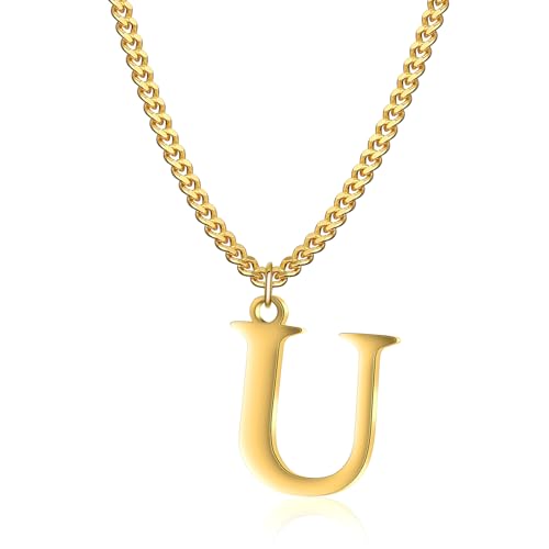 Symretie Goldkette mit Buchstaben U,14K Gold Vergoldet Initial Halskette,Edelstahl Kette mit U,Gold kettenanhänger kette für Damen Mädchen Symretie Goldkette mit Buchstaben U,14K Gold Vergoldet Initial Halskette,Edelstahl Kette mit U,Gold kettenanhänger kette für Damen Mädchen von Symretie