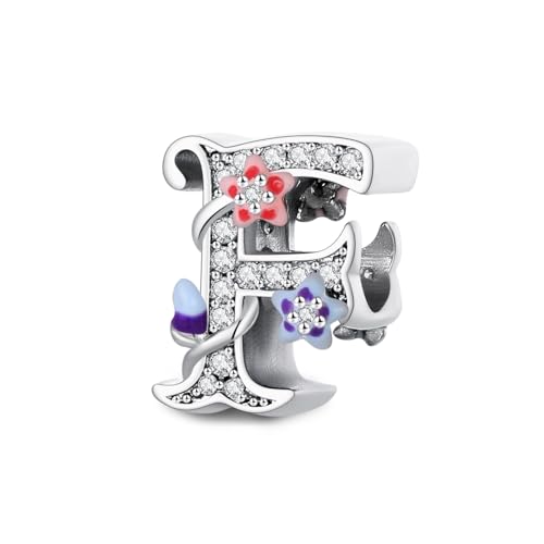 Symretie Charm Anhänger Damen Buchstabe A-Z für Armband 925 Sterling Silber Charms Beads passend für Pandora Armband und Halskette, Kompatibel mit Europäischen Armbänder für Frauen Mädchen 280F ﻿ von Symretie