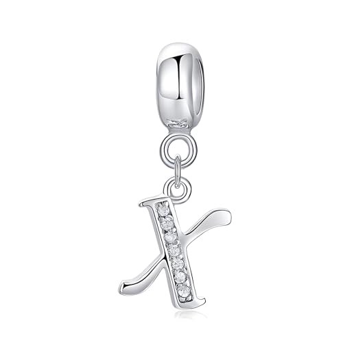 Symretie Damen 925 Sterling Silber Charms Anhänger Buchstaben X Beads Charms Kompatibel mit Europäischen Armbänder und Halskette Symretie Damen 925 Sterling Silber Charms Anhänger Buchstaben X Beads Charms Kompatibel mit Europäischen Armbänder und Halskette von Symretie