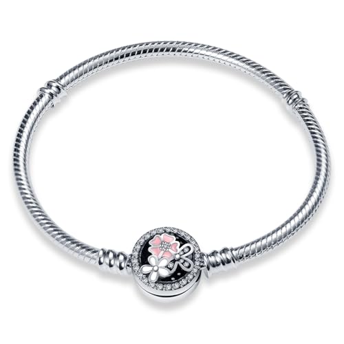 Symretie Damen Schlangen Gliederarmband mit Kugelverschluss, Love Charm Armband 925 Sterling Silber Basis Armbänder Kompatibel mit Charms und Anhängern Symretie Damen Schlangen Gliederarmband mit Kugelverschluss, Love Charm Armband 925 Sterling Silber Basis Armbänder Kompatibel mit Charms und Anhängern von Symretie