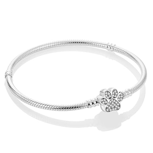 Symretie Damen Schlangen Gliederarmband mit Kugelverschluss, Love Charm Armband 925 Sterling Silber Basis Armbänder Kompatibel mit Charms und Anhängern von Symretie