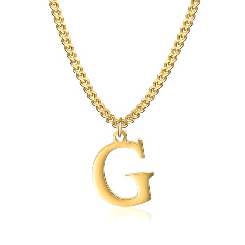 Symretie Goldkette mit Buchstaben G,14K Gold Vergoldet Initial Halskette,Edelstahl Kette mit G,Gold kettenanhänger kette für Damen Mädchen von Symretie