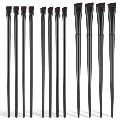 12-teiliges flaches Eyeliner-Pinsel-Set, abgewinkelt, für Augenbrauen, Eyeliner, Pinsel-Set, ultradünn, Präzisions-Eyeliner, Make-up-Pinsel-Set, synthetische Borsten, Augen-Make-up-Werkzeug von SynHHergyx