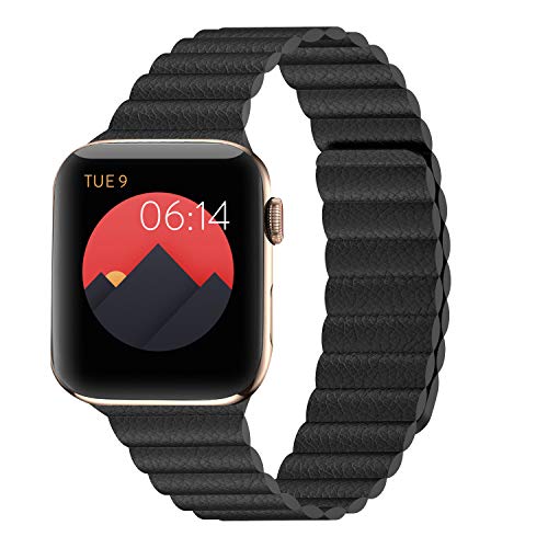 Synchro Apple Watch Armband Series 9 8 7 SE 6 5 4 3 2 1 Ultra oder Nike Edition, Größe 44mm 42mm 40mm 38mm iWatch Armband für Damen oder Herren, Magnetverschluss. Smartwatch Zubehör, besser als Leder von Synchro