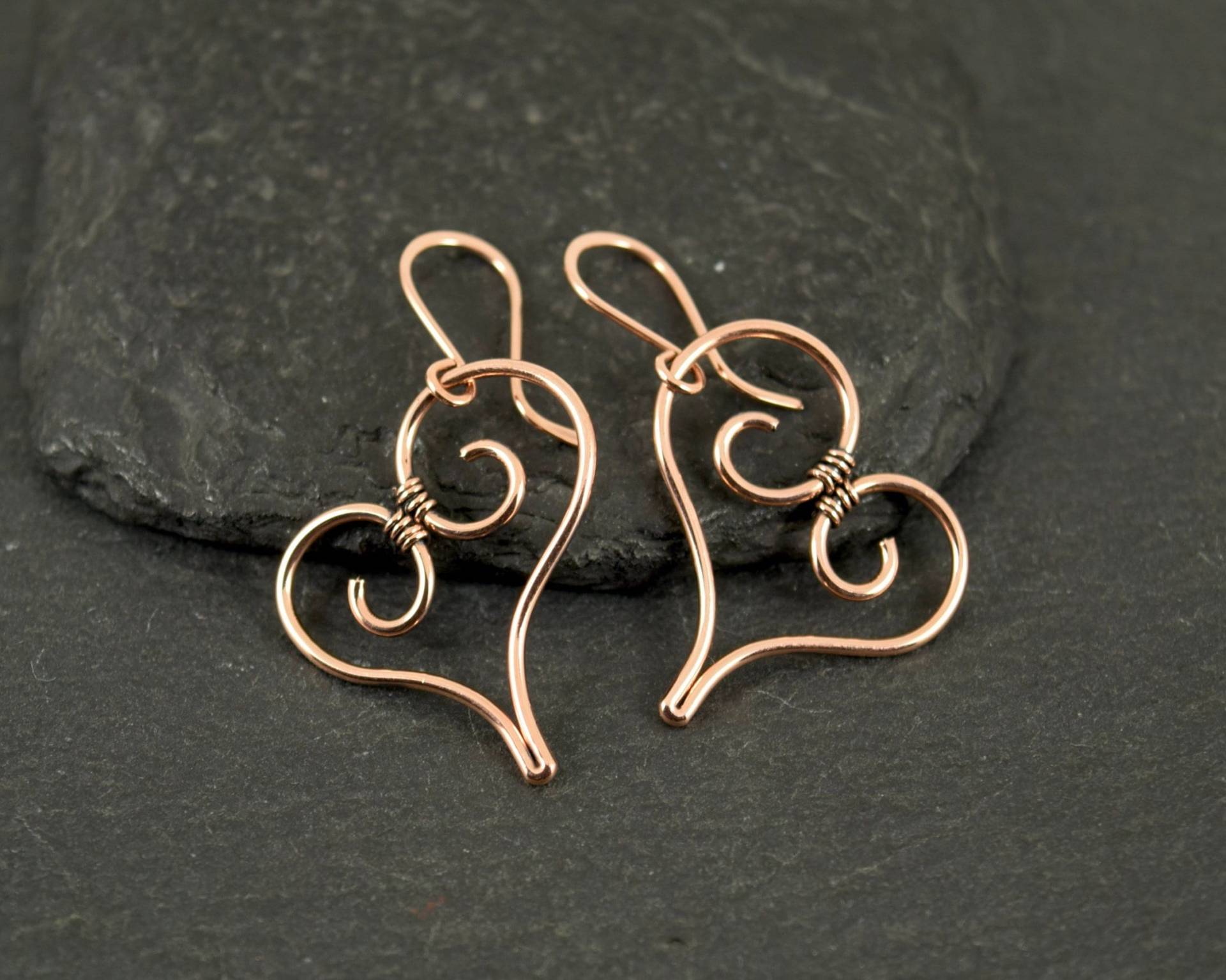 Herz Ohrringe | Kupfer Draht Gewickelt Liebe Handgefertigte Schmuck Herz Ohrringe | Kupfer Draht Gewickelt Liebe Handgefertigte Schmuck von SynergicDesigns