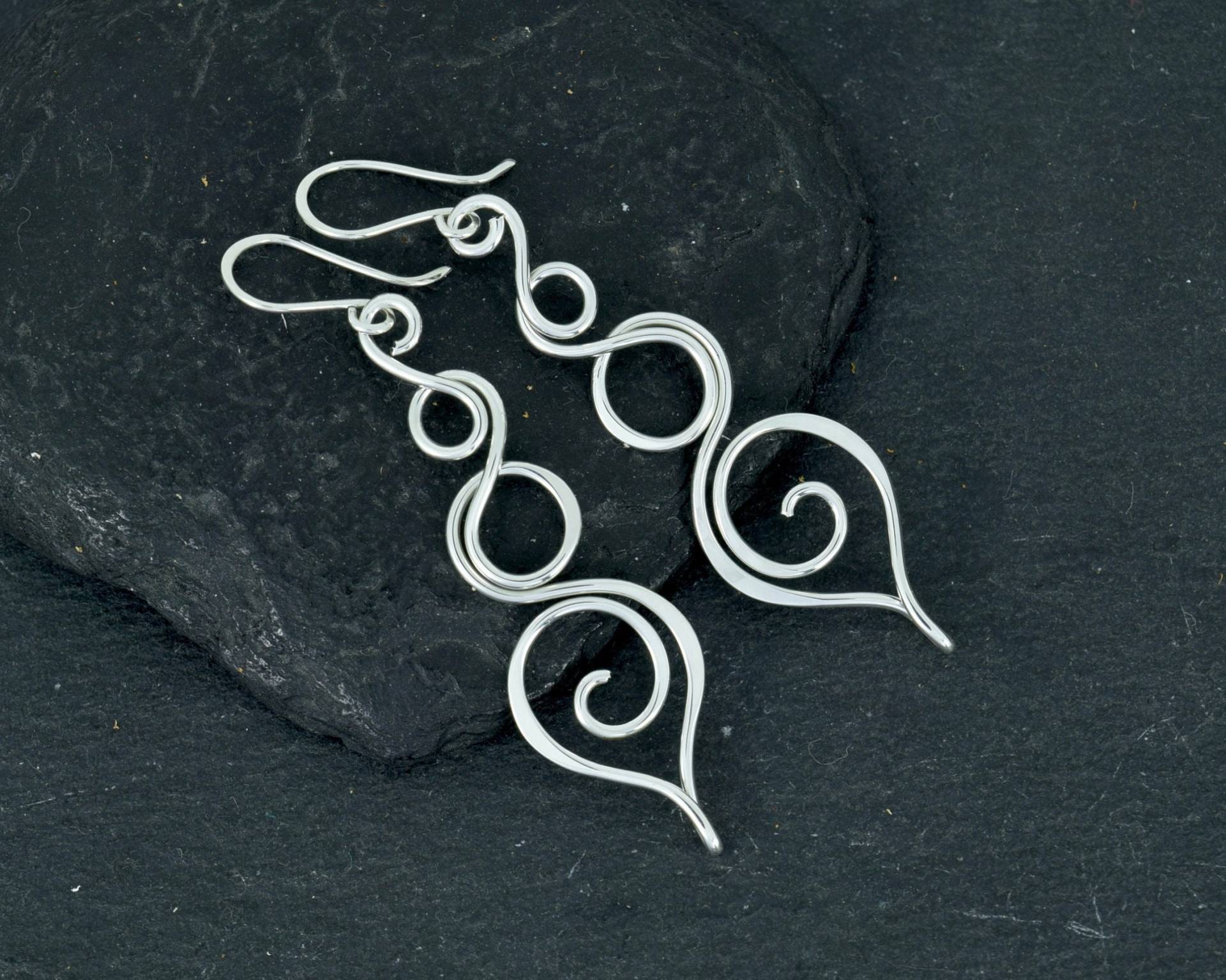 Lange Sterling Silber Ohrringe | Spiral Statement Swirl Ohrhänger Handgefertigte Lange Sterling Silber Ohrringe | Spiral Statement Swirl Ohrhänger Handgefertigte von SynergicDesigns