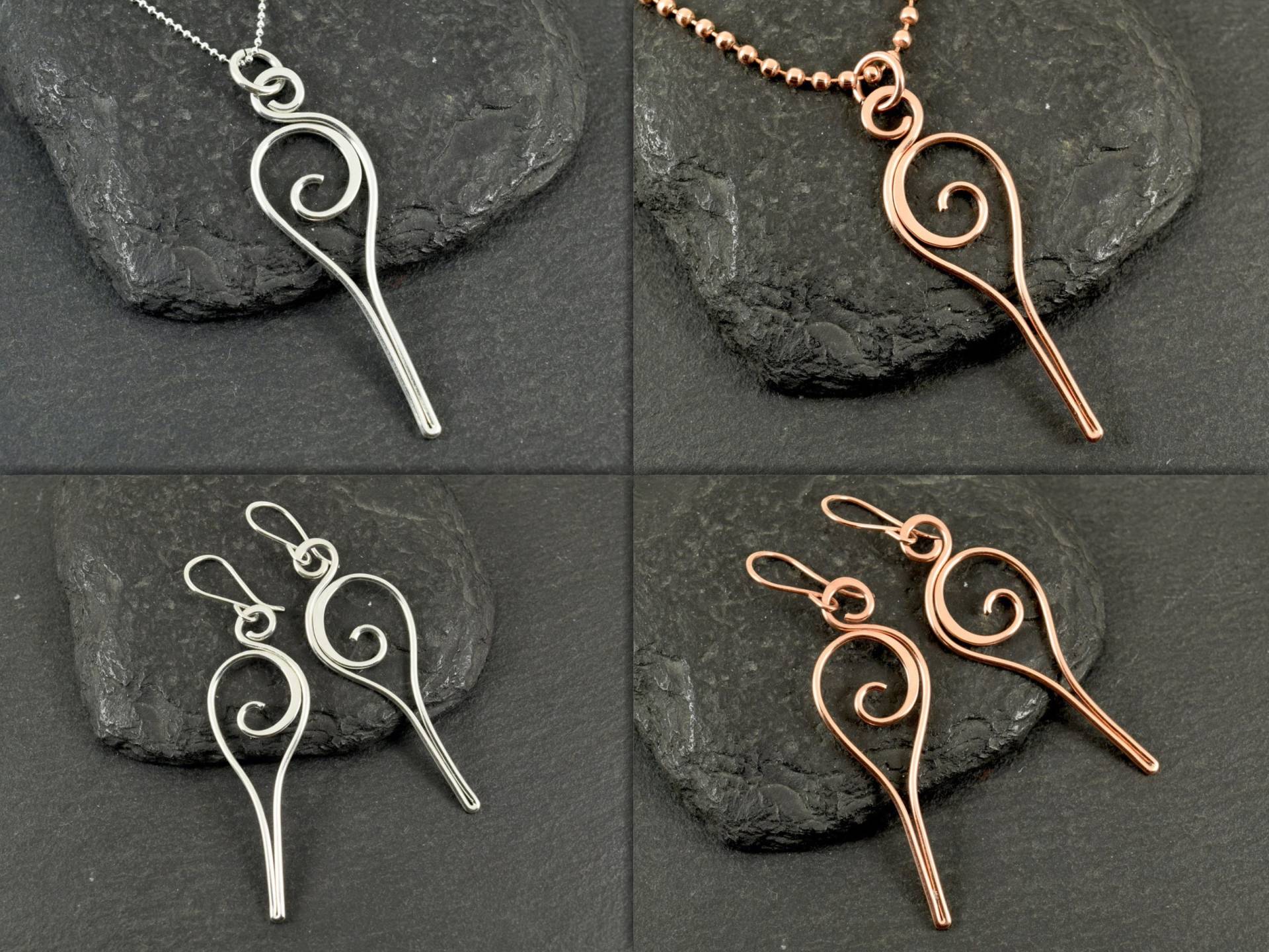 Lange Teardrop Wire Wrapped Halskette Und Ohrringe Set | Spiral Design Anhänger Sterling Silber Oder Kupfer Lange Teardrop Wire Wrapped Halskette Und Ohrringe Set | Spiral Design Anhänger Sterling Silber Oder Kupfer von SynergicDesigns