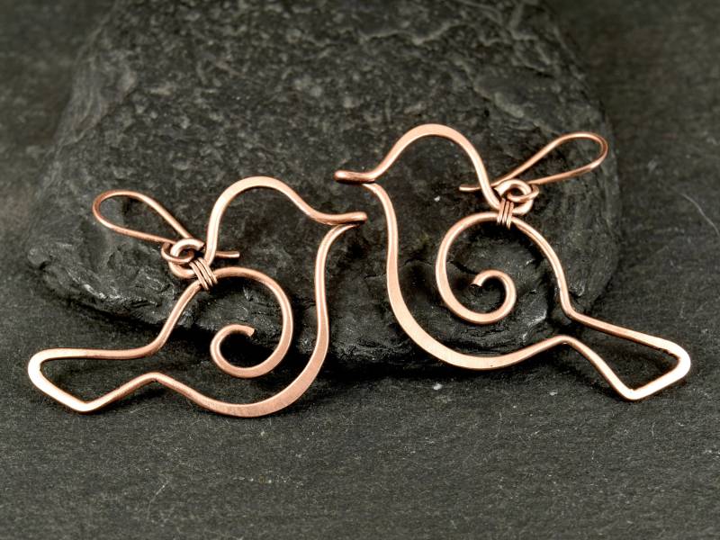 Vogel Ohrringe | Kupferdraht Schmuck von SynergicDesigns
