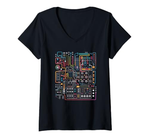 Damen modular Synthesizer elektronische Musik Life analog T-Shirt mit V-Ausschnitt Damen modular Synthesizer elektronische Musik Life analog T-Shirt mit V-Ausschnitt von Synth Life Analog Music ADSR Design