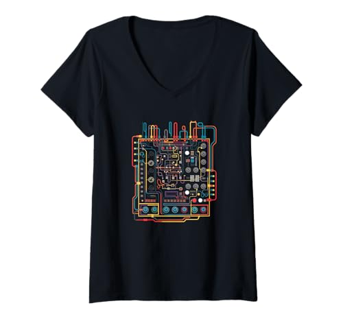 Damen modular Synthesizer elektronische Musik Life analog T-Shirt mit V-Ausschnitt Damen modular Synthesizer elektronische Musik Life analog T-Shirt mit V-Ausschnitt von Synth Life Analog Music ADSR Design