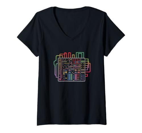 Damen modular Synthesizer elektronische Musik Life analog T-Shirt mit V-Ausschnitt Damen modular Synthesizer elektronische Musik Life analog T-Shirt mit V-Ausschnitt von Synth Life Analog Music ADSR Design