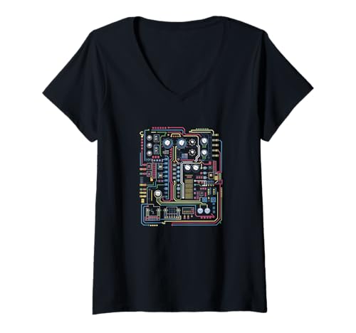 Damen modular Synthesizer elektronische Musik Life analog T-Shirt mit V-Ausschnitt Damen modular Synthesizer elektronische Musik Life analog T-Shirt mit V-Ausschnitt von Synth Life Analog Music ADSR Design