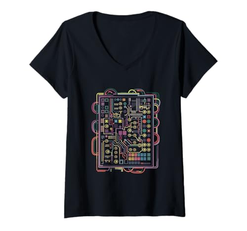 Damen modular Synthesizer elektronische Musik Life analog T-Shirt mit V-Ausschnitt Damen modular Synthesizer elektronische Musik Life analog T-Shirt mit V-Ausschnitt von Synth Life Analog Music ADSR Design
