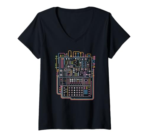Damen modular Synthesizer elektronische Musik Life analog T-Shirt mit V-Ausschnitt Damen modular Synthesizer elektronische Musik Life analog T-Shirt mit V-Ausschnitt von Synth Life Analog Music ADSR Design