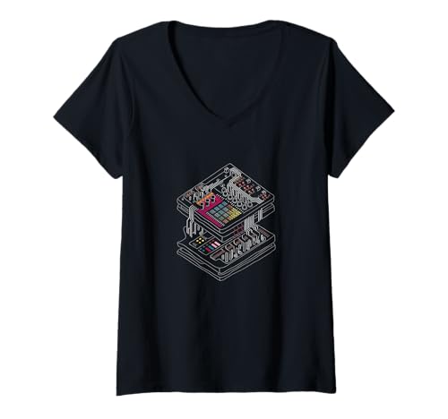 Damen modular Synthesizer elektronische Musik Life analog T-Shirt mit V-Ausschnitt Damen modular Synthesizer elektronische Musik Life analog T-Shirt mit V-Ausschnitt von Synth Life Analog Music ADSR Design