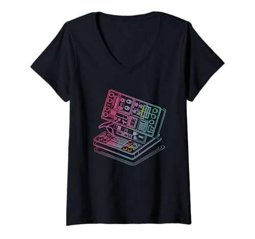 Damen modular Synthesizer elektronische Musik Life analog T-Shirt mit V-Ausschnitt Damen modular Synthesizer elektronische Musik Life analog T-Shirt mit V-Ausschnitt von Synth Life Analog Music ADSR Design