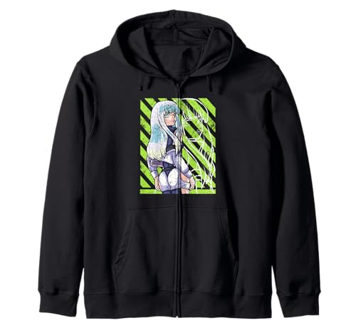 Edgy Cyber Girl Grunge im Pop-Comic-Stil, grün Kapuzenjacke von SynthPop