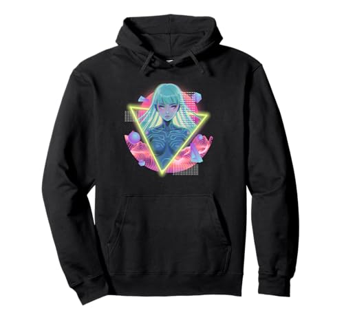 Cyber Girl Vaporwave Futuristic Grid Anime-Synthesizer Pullover Hoodie Cyber Girl Vaporwave Futuristic Grid Anime-Synthesizer Pullover Hoodie von SynthSoul