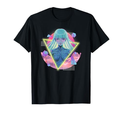 Cyber Girl Vaporwave Futuristic Grid Anime-Synthesizer T-Shirt Cyber Girl Vaporwave Futuristic Grid Anime-Synthesizer T-Shirt von SynthSoul