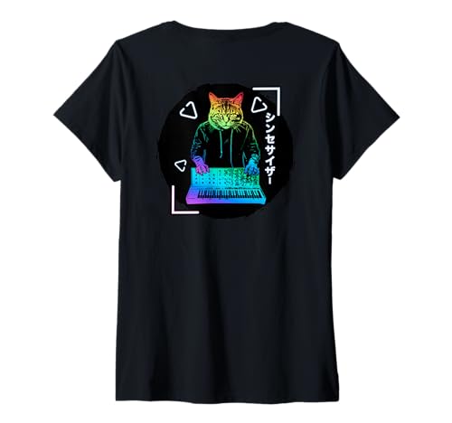 Damen Backprint |Synthpop Musik, Katzen Synth-Japanese Synthesizer T-Shirt mit V-Ausschnitt Damen Backprint |Synthpop Musik, Katzen Synth-Japanese Synthesizer T-Shirt mit V-Ausschnitt von Synthesizer-Keyboard Zubehör Geschenke Shirts