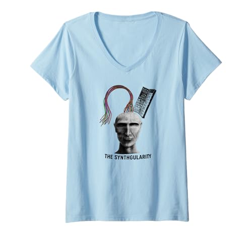 Damen SYNTHGULARITY Synth-Pop New-Wave-Musik Keyboard-Synthesizer T-Shirt mit V-Ausschnitt Damen SYNTHGULARITY Synth-Pop New-Wave-Musik Keyboard-Synthesizer T-Shirt mit V-Ausschnitt von Synthesizer-Keyboard Zubehör Geschenke Shirts
