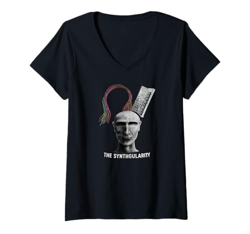 Damen SYNTHGULARITY Synth-Pop New-Wave-Musik Keyboard-Synthesizer T-Shirt mit V-Ausschnitt Damen SYNTHGULARITY Synth-Pop New-Wave-Musik Keyboard-Synthesizer T-Shirt mit V-Ausschnitt von Synthesizer-Keyboard Zubehör Geschenke Shirts