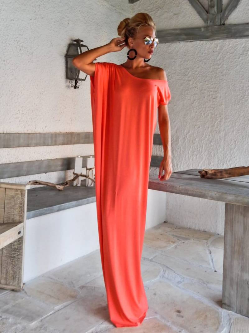 Coral Maxi Kleid/Kaftan Plus Size Strandkleid Sommerkleid Beach Lockeres #35085 von SynthiaCouture
