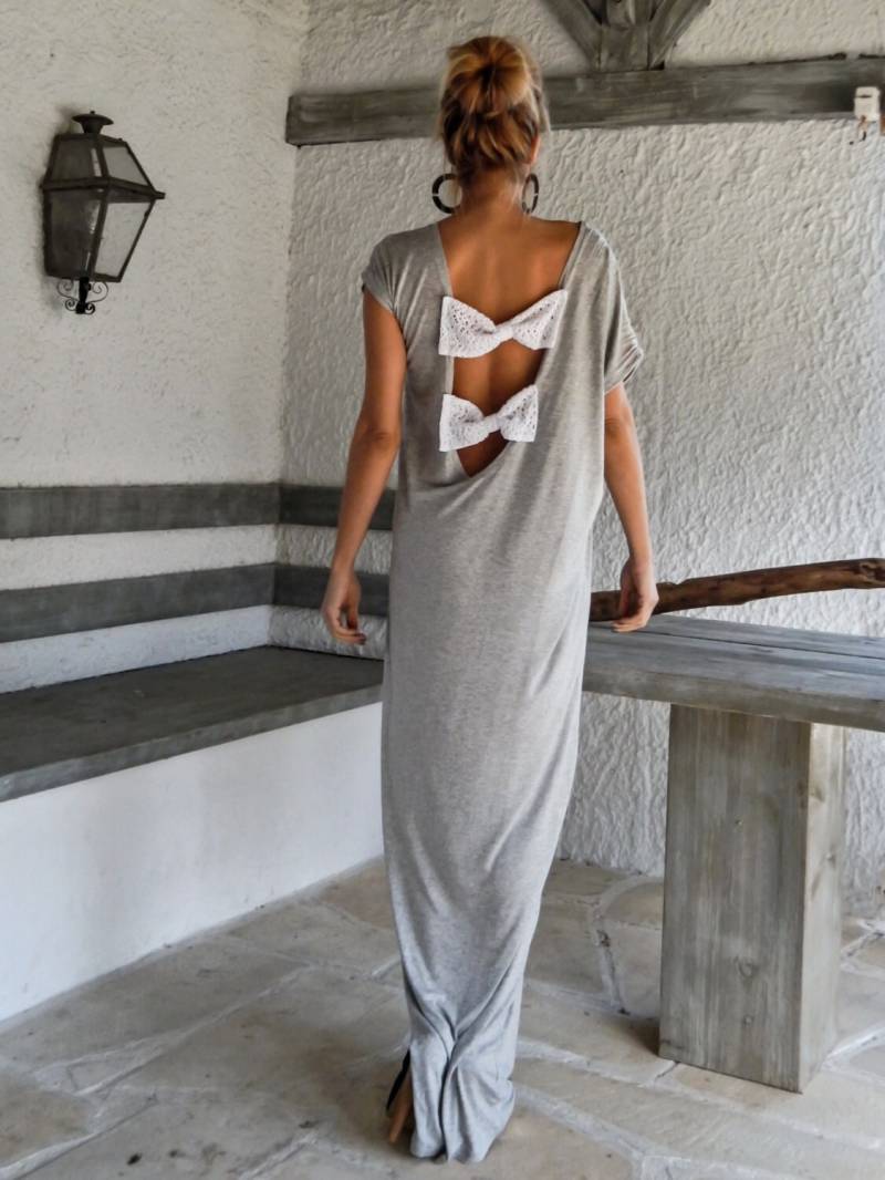 Maxikleid Mit Offener Schleife/Plus Size Kleid Bogen Offenem Rücken Schleifen Kaftan Sommer #35074 von SynthiaCouture