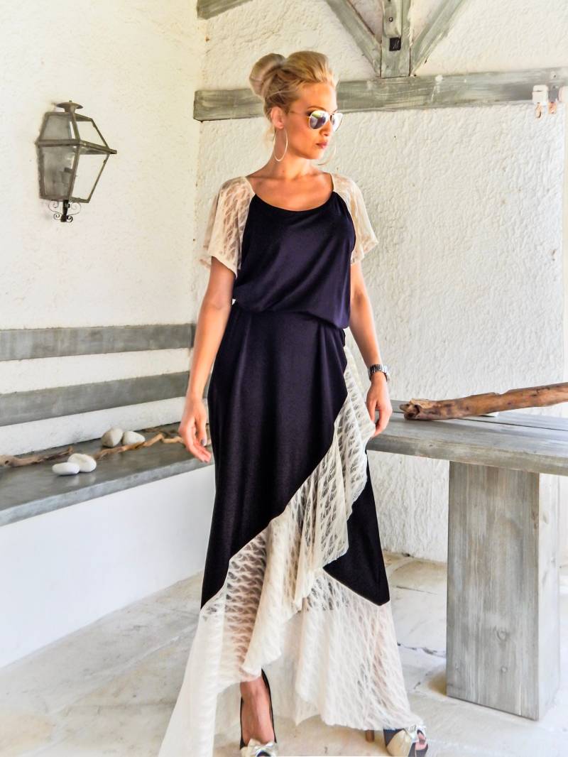 Neues Maxi Volantkleid/Schwarzes Maxikleid Plus Size Kleid Mit Volants Ärmelkleid Sommerkleid Für Übergrößen #35272 von SynthiaCouture