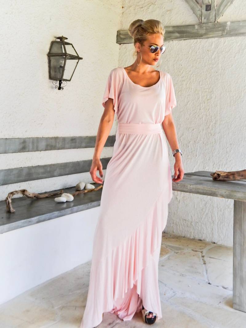 Neues Sommer Rosa Maxi Kleid, Volantkleid, Kleid Mit Volants, Plus Size Sommerkleid, Frühlingssommerkleid, Langes #35273 von SynthiaCouture