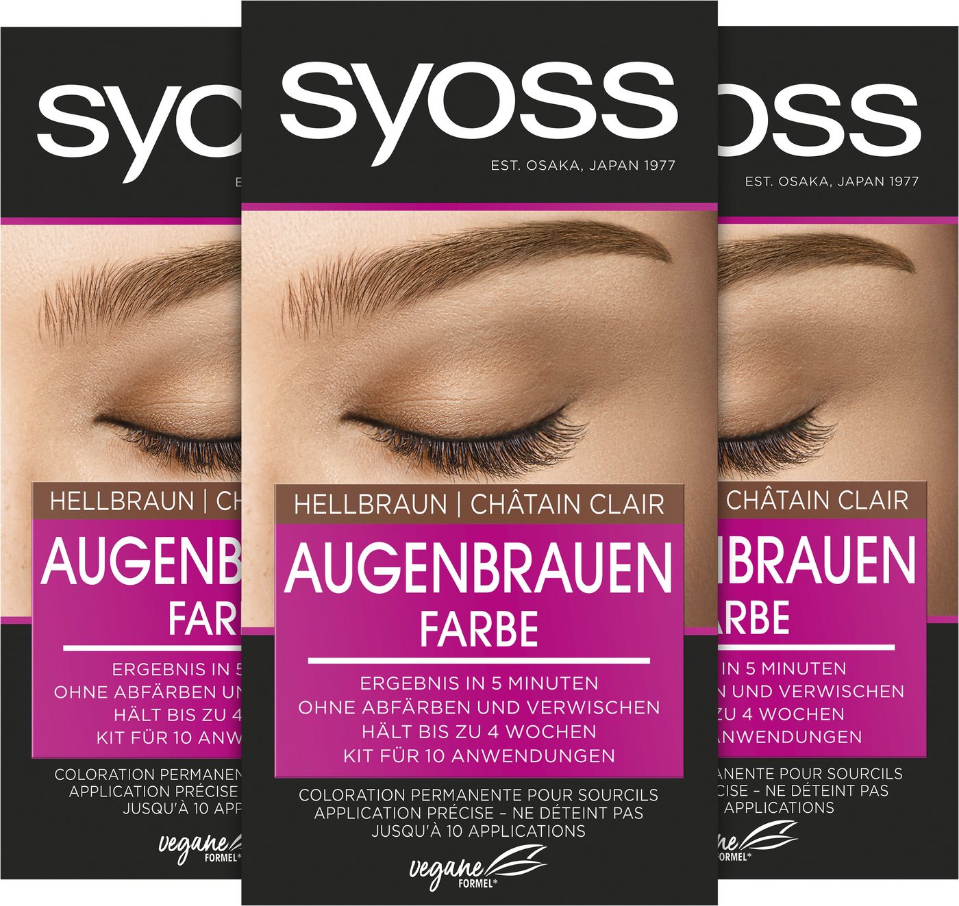 Syoss Augenbrauenfarbe Hellbraun, 3-tlg., 3x 17 ml, für einen natürlichen Look, langanhaltend von Syoss