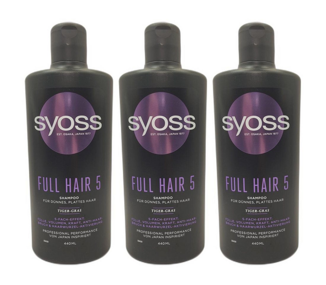Syoss Haarshampoo 3 x Syoss Shampoo Full Hair 5 440ml Flasche von Syoss
