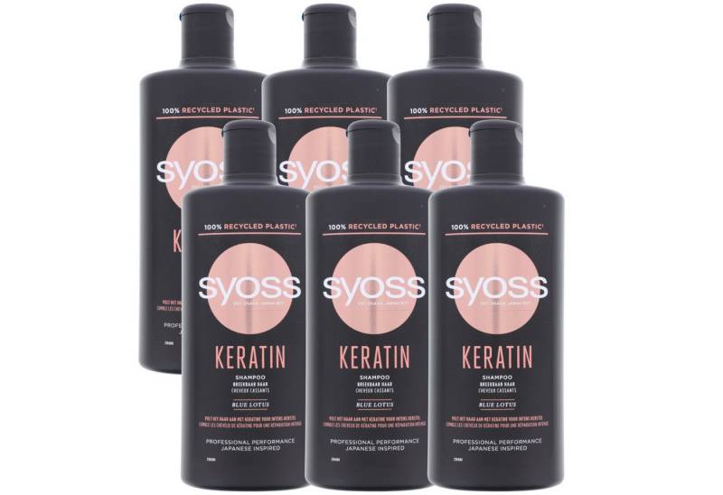 Syoss Haarshampoo 6 x Syoss Professional Keratin Shampoo mit Blauen Lotus je 440 ml Für von Syoss
